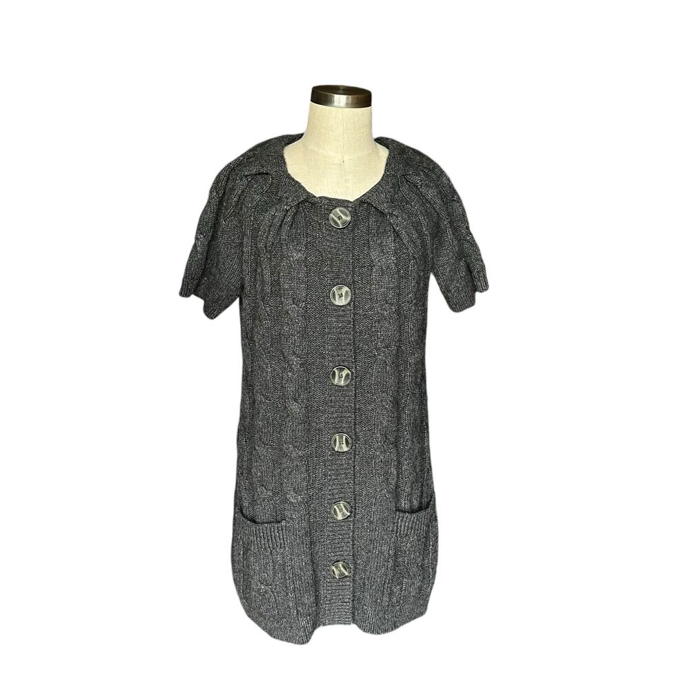 VINCE Charcoal Gray Button Front Knit Sweater Women's Size‎ Large Alpaca Wool